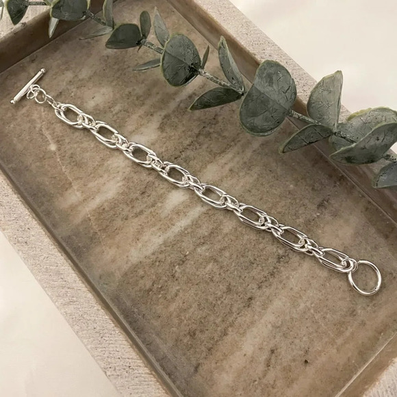 925 Sterling Silver Chunky Chain Link Bracelet Silver Large Link Bracelet - Picture 3 of 5